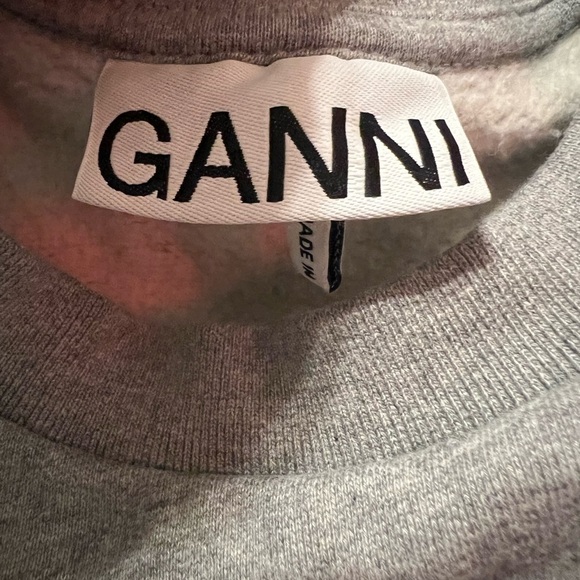 Ganni gray software crew neck oversized logo sweatshirt Made in Portugal - Picture 8 of 14